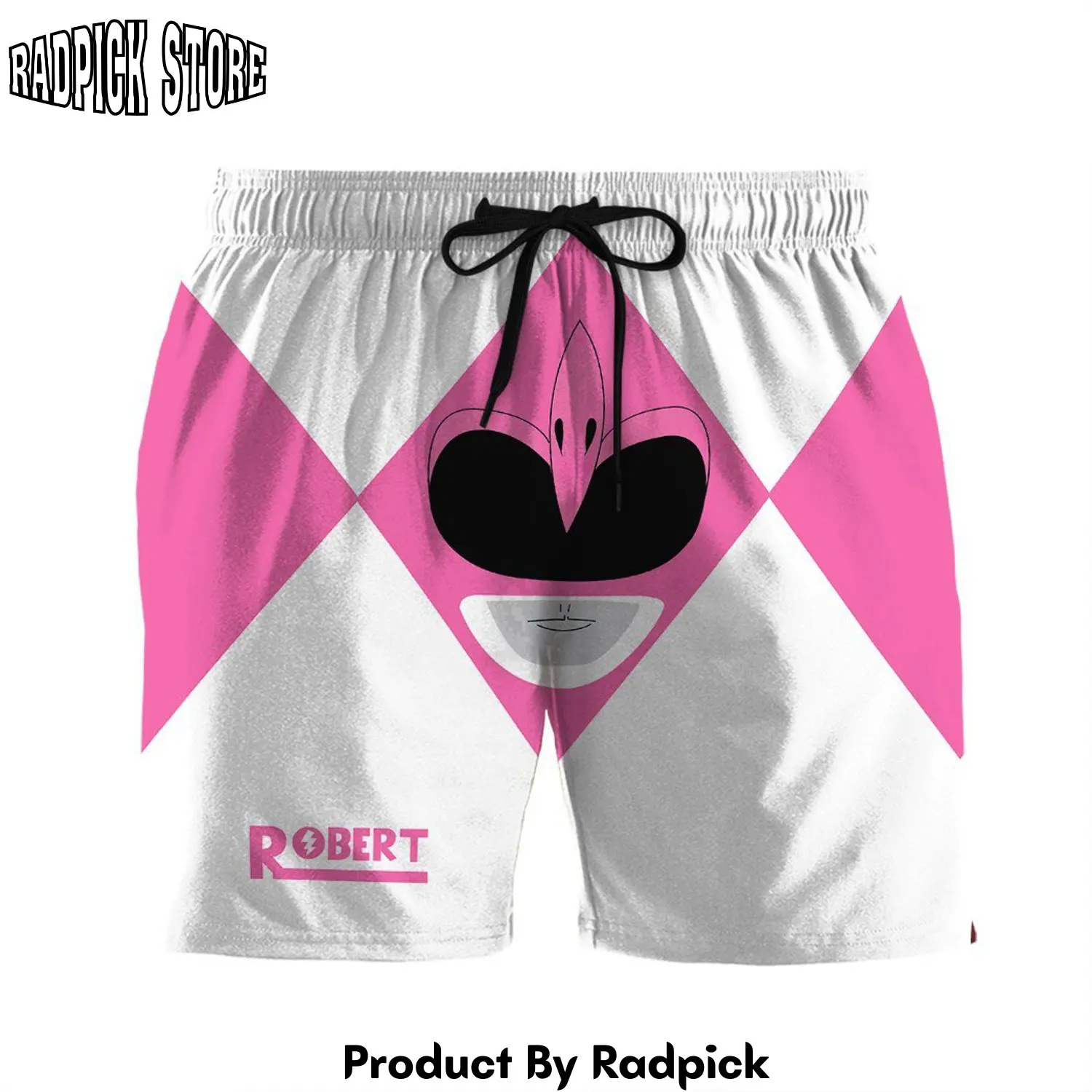 Radpick 3d mighty morphin power rangers pink ranger custom name beach shorts swim trunk rp631339